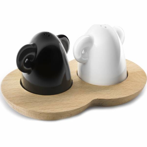 Salz- und Pfefferstreuer auf Holzständer Bable