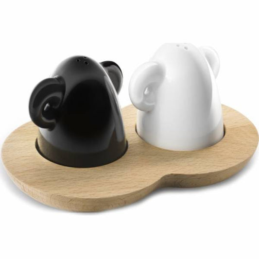 Salz- und Pfefferstreuer auf Holzständer Bable