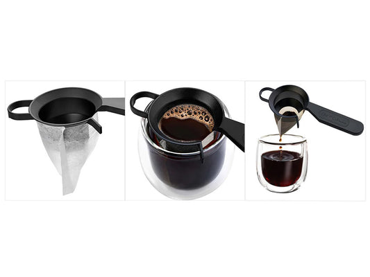 Kaffeefilterhalter für Tassen, Ø 5,5–7 cm × H 4 cm × L 18,5 cm