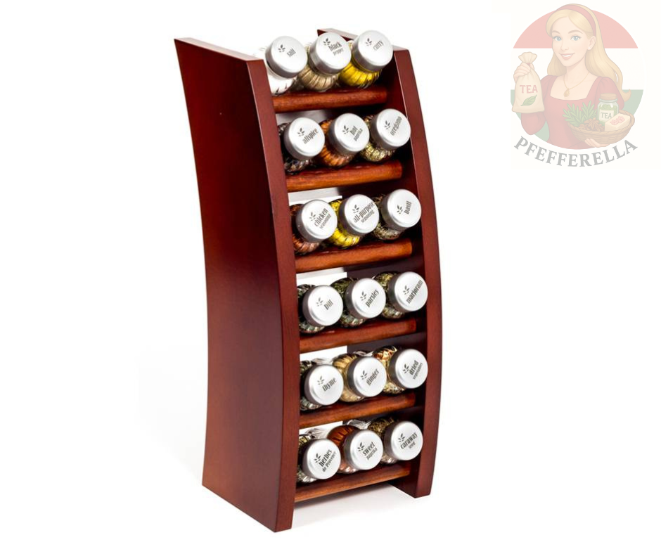 Gewürzregal-Set FLIPPER mit 18 Gläsern (3x6) – braun/wenge – OHNE GEWÜRZE